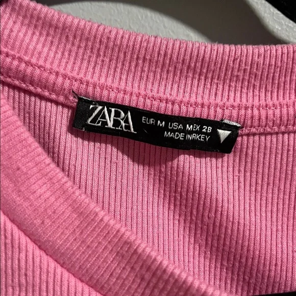 Zara Pink Side Cinch Ribbed Tee - Picture 2 of 3
